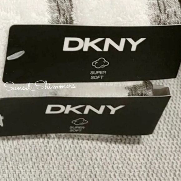 DKNY 6Pc 2 Bath 2 Hand 2 Tip Gray & White Striped 100% Cotton Towel Set New - Picture 4 of 6